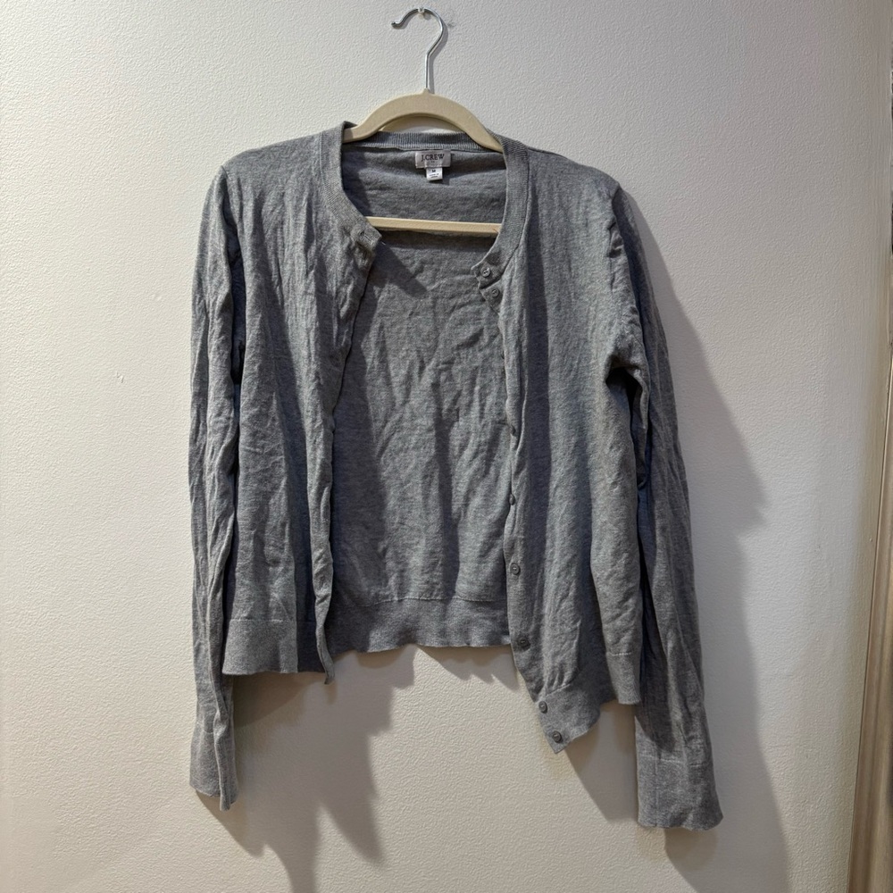 J. Crew Factory 100% Cotton Gray Button-Up Cardigan